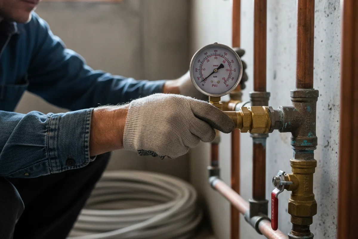 Pressure testing a repaired line during Water Line Repair in Metaline